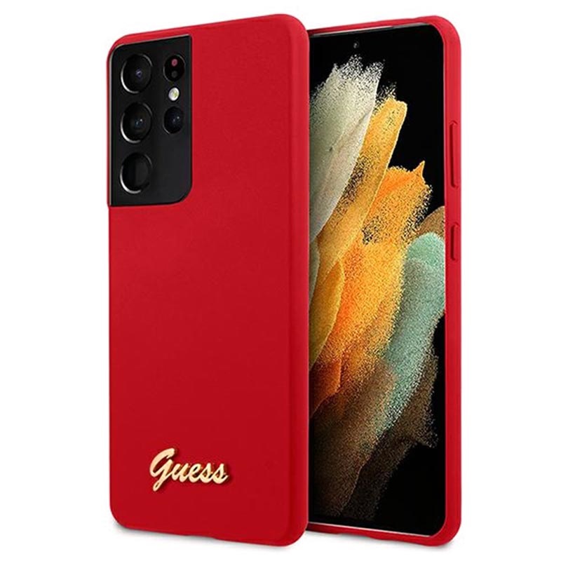 Guess Metal Logo Samsung Galaxy S21 Ultra 5g Silicone Case Red Guess Metal Logo Samsung Galaxy S21 Ultra 5g Silicone Case Red