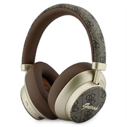 Guess PU 4G Gold Script Metal Logo ENC Wireless Earphones - Brown