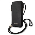 Guess Saffiano Script Logo Universal Pouch with Strap - S/M - Black
