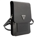 Guess Saffiano Triangle Logo Shoulder Bag - Black
