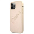 Guess Saffiano Vintage Script iPhone 12/12 Pro Case - Gold