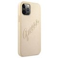 Guess Saffiano Vintage Script iPhone 12/12 Pro Case - Gold