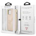 Guess Saffiano Vintage Script iPhone 12/12 Pro Case - Gold