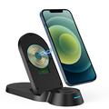 H22 Foldable 3-in-1 Wireless Charger 15W Fast Charging Stand Dock for Smartphones/Watches/Earphones