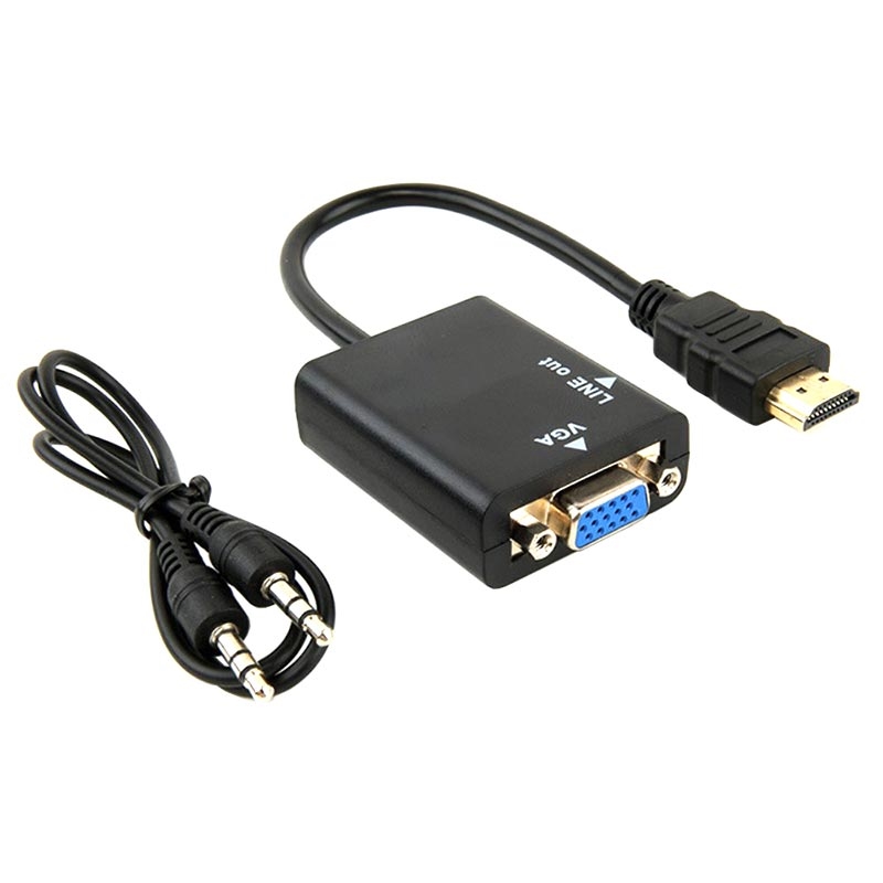 Adaptateur convertisseur 1080P HDMI femelle vers VGA mâle + câble audio  Dongle 3,5 mm stéréo yk317