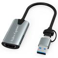 HU-04A 2-in-1 HDMI to USB-C/USB-A Video Capture Card - Grey