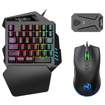 HXSJ Mobile Gaming Set - Single-hand Keyboard, Mouse, Hub - RGB