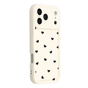 iPhone 17 Pro Max Heart Pattern Shockproof TPU Case with Raised Edges - White