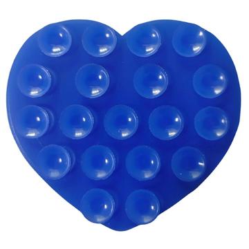 Heart-Shaped Adhesive Silicone Suction Cup Phone Holder - Dark Blue