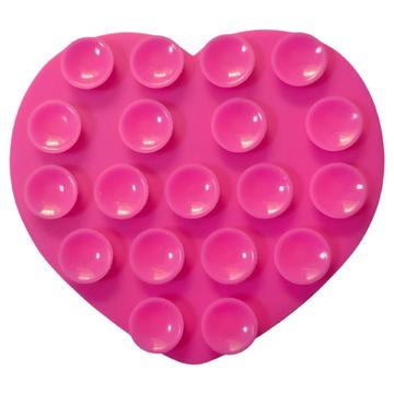 Heart-Shaped Adhesive Silicone Suction Cup Phone Holder - Hot Pink