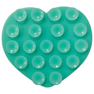 Heart-Shaped Adhesive Silicone Suction Cup Phone Holder - Lake Green