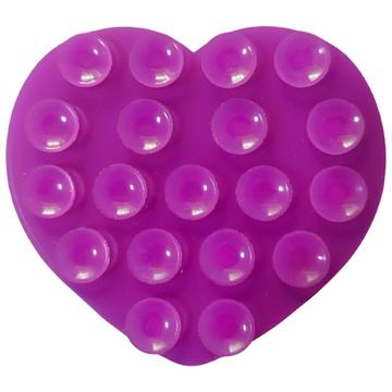 Heart-Shaped Adhesive Silicone Suction Cup Phone Holder - Purple