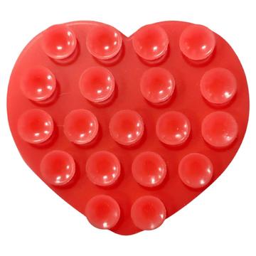 Heart-Shaped Adhesive Silicone Suction Cup Phone Holder - Red