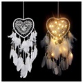 Heart-Shaped Wall Hanging Dreamcatcher LED Lamp - White