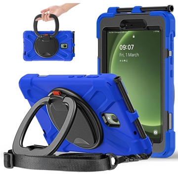 Samsung Galaxy Tab Active5 Heavy Duty 360 Case with Hand Strap - Blue / Black