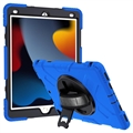 iPad 10.2 2019/2020/2021 Heavy Duty 360 Case with Hand Strap - Blue / Black