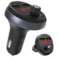 Hoco E41 Dual USB Car Charger & Bluetooth FM Transmitter - Black