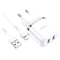 Hoco N4 Aspiring Wall Charger & Lightning Cable - 2xUSB, 2.4A - White