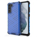 Honeycomb Armored Samsung Galaxy S21 FE 5G Hybrid Case - Blue