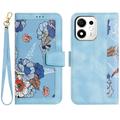 Honor 600 Smart Floral Wallet Case with Card Slots - Baby Blue