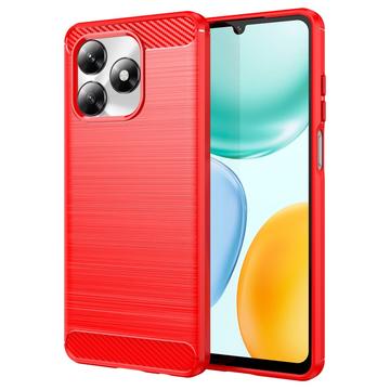 Honor X5c/X5c Plus Brushed TPU Case - Carbon Fiber - Red