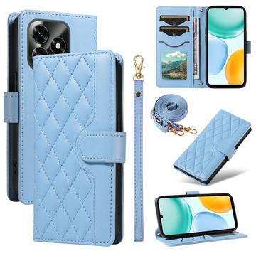 Honor X5c Plus Luxury Quilted Wallet Case - Blue