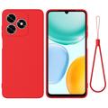 Honor X5d/X5d Plus Liquid Silicone Case with Hand Strap - Red