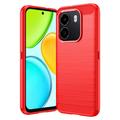 Honor X6e Brushed TPU Case - Carbon Fiber - Red