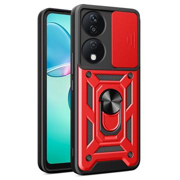 Honor X7b/90 Smart Rotary Ring Hybrid Case with Camera Shield - Red