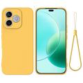 Honor X80i/600 Lite/500 Smart Liquid Silicone Case with Hand Strap - Yellow
