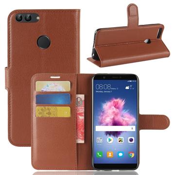 Huawei P Smart Wallet Case with Magnetic Closure - Brown