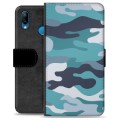 Huawei P20 Lite Premium Wallet Case - Blue Camouflage