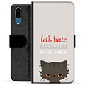 Huawei P20 Premium Wallet Case - Angry Cat