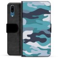 Huawei P20 Premium Wallet Case - Blue Camouflage