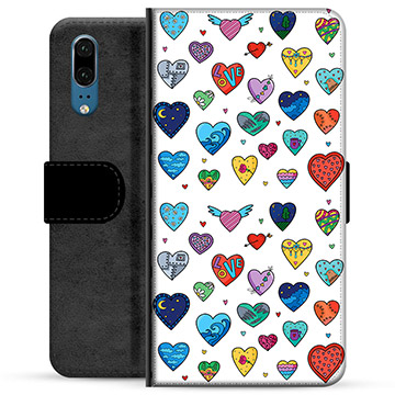 Huawei P20 Premium Wallet Case - Hearts