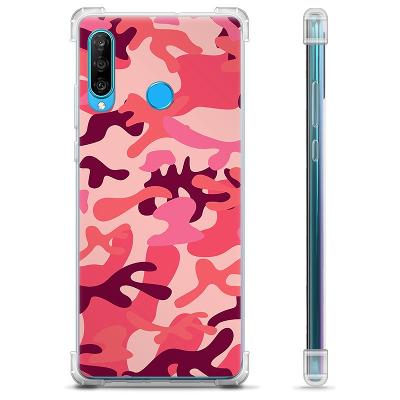 Huawei P30 Lite Hybrid Case Pink Camouflage
