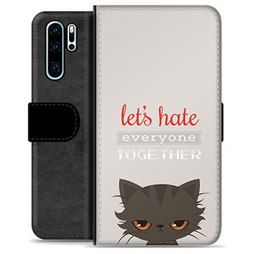 Huawei P30 Pro Premium Wallet Case - Angry Cat