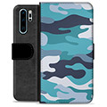 Huawei P30 Pro Premium Wallet Case - Blue Camouflage