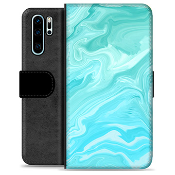 Huawei P30 Pro Premium Wallet Case - Blue Marble