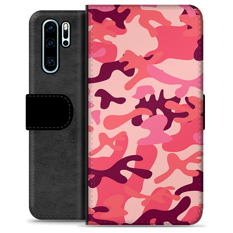 Huawei P30 Pro Premium Wallet Case - Pink Camouflage