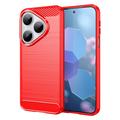 Huawei Pura 80 Brushed TPU Case - Carbon Fiber - Red