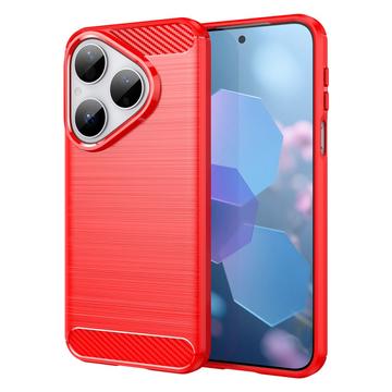 Huawei Pura 80 Brushed TPU Case - Carbon Fiber - Red