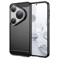 Huawei Pura 80 Pro/80 Pro+/80 Ultra Brushed TPU Case - Carbon Fiber - Black