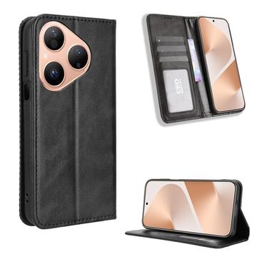 Huawei Pura 80 Retro Wallet Case with Magnetic Closure - Black