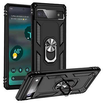 Google Pixel 6a Hybrid Case with Metal Kickstand - Black