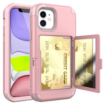 iPhone 12 Mini Hybrid Case with Hidden Mirror & Card Slot - Pink