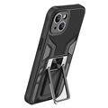 iPhone 14 Hybrid Case with Metal Kickstand - Black