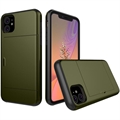 iPhone 11 Hybrid Case with Sliding Card Slot - Army Green