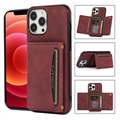 iPhone 14 Pro Max Hybrid Case with Wallet - Wine Red
