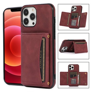iPhone 14 Pro Hybrid Case with Wallet - Wine Red